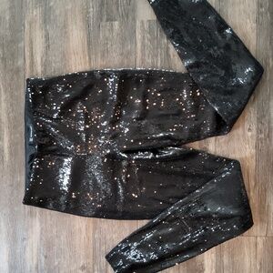 INC Black Sequin Leggings Skinny Pants